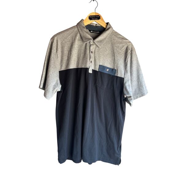 Travis Mathew Men's Casual Polo Shirt With Pocket Grey/Blue Size Large - Picture 1 of 8